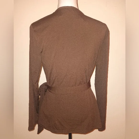 Grace Karin Chocolate Brown Wrap Blouse SZM/L - Picture 2 of 6